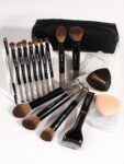 MAANGE Professional Makeup Brush Set 2 sponge +15pcs with bag