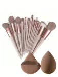 Shein 13pcs coffee Makeup Brushes + Puff And Sponge
