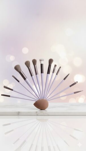 Shein 13piece makeup brush set light brown +sponge