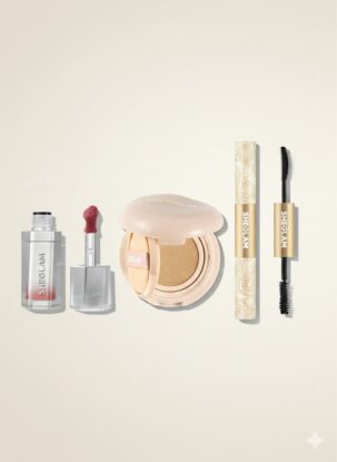 Sheglam Lock And Go Long Lasting Cushion Foundation +SHEGLAM Glass Lock Air Gloss +Sheglam All-In-One 24k Multi-Effect Mascara