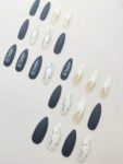 Shein 24 pieces of flame-themed stiletto nails with a white letter design