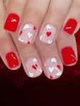 Shein 24pcs Red Heart Press on Nails