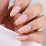 Shein 24Pcs Gold Double French Tips Press on Nails