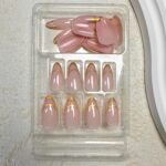 Shein 24Pcs Gold Double French Tips Press on Nails