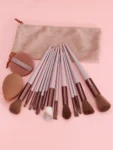 Shein 13 pcs makeup brush set + 2 brown makeup sponges