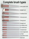 Shein Professional Makeup Brush Set Brown 13Pcs